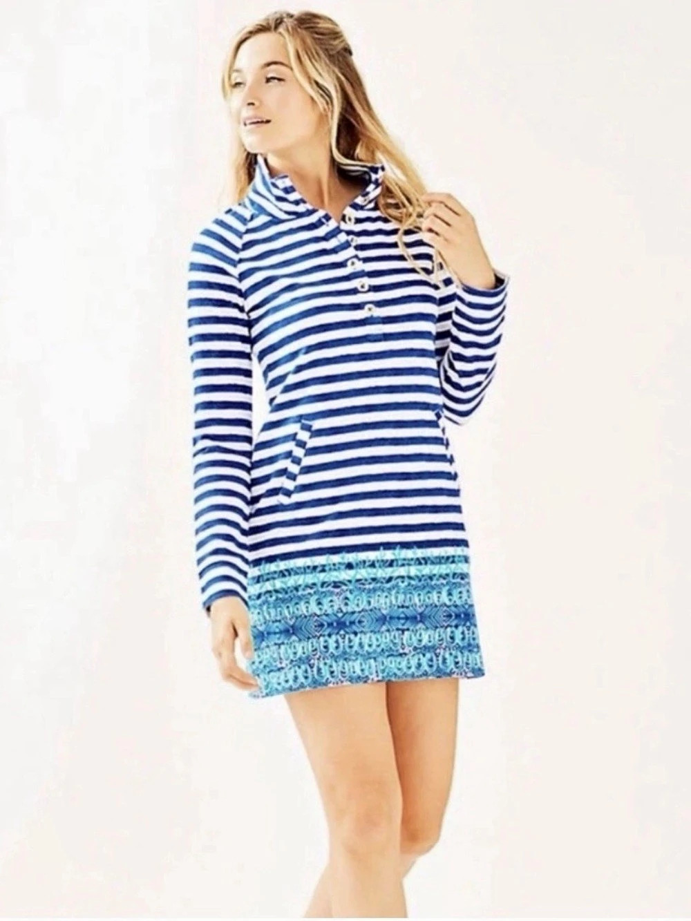 Lilly Pulitzer Bingley Dress Striped Mini Blue & White